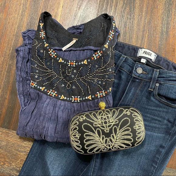 SOLD Free People beaded embroidered long sleeve tunic top blouse S tribal - Picture 12 of 13